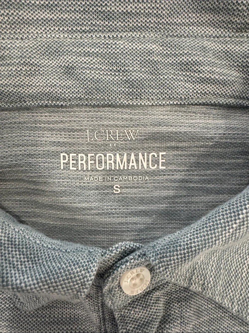 J. Crew Performance Heathered Light Blue/Green Men's Polo